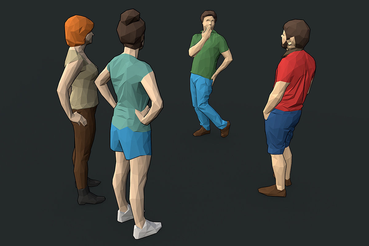 Lowpoly People Colorful Low-poly 3D model_11