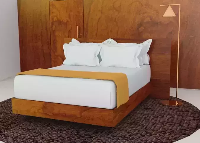 Hotel Double bed with wood headboard