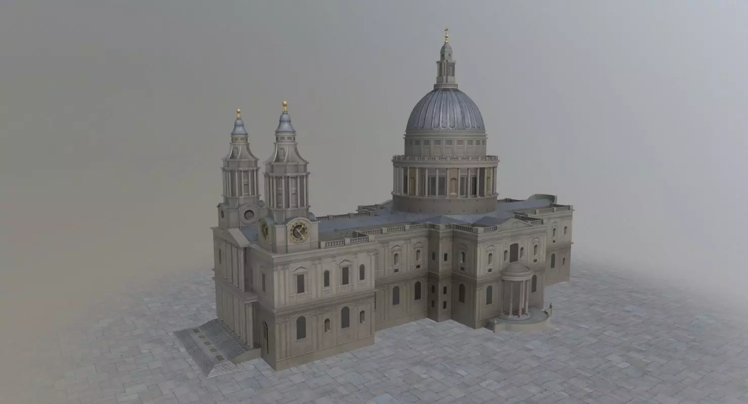 London St Pauls Cathedral Low-poly 3D model_0