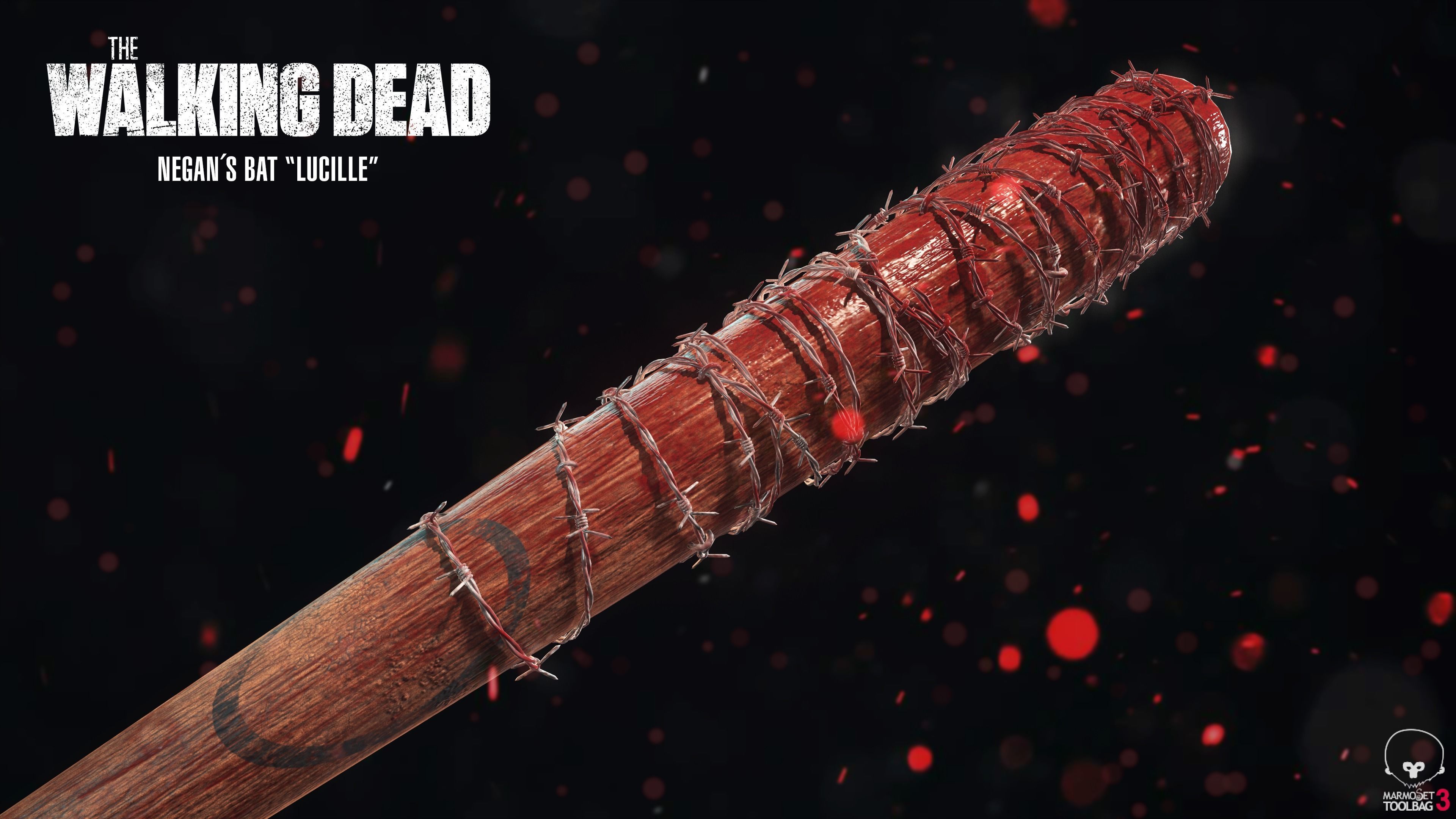 Negans Bat - Lucille - Game Ready PBR Low-poly 3D model_2