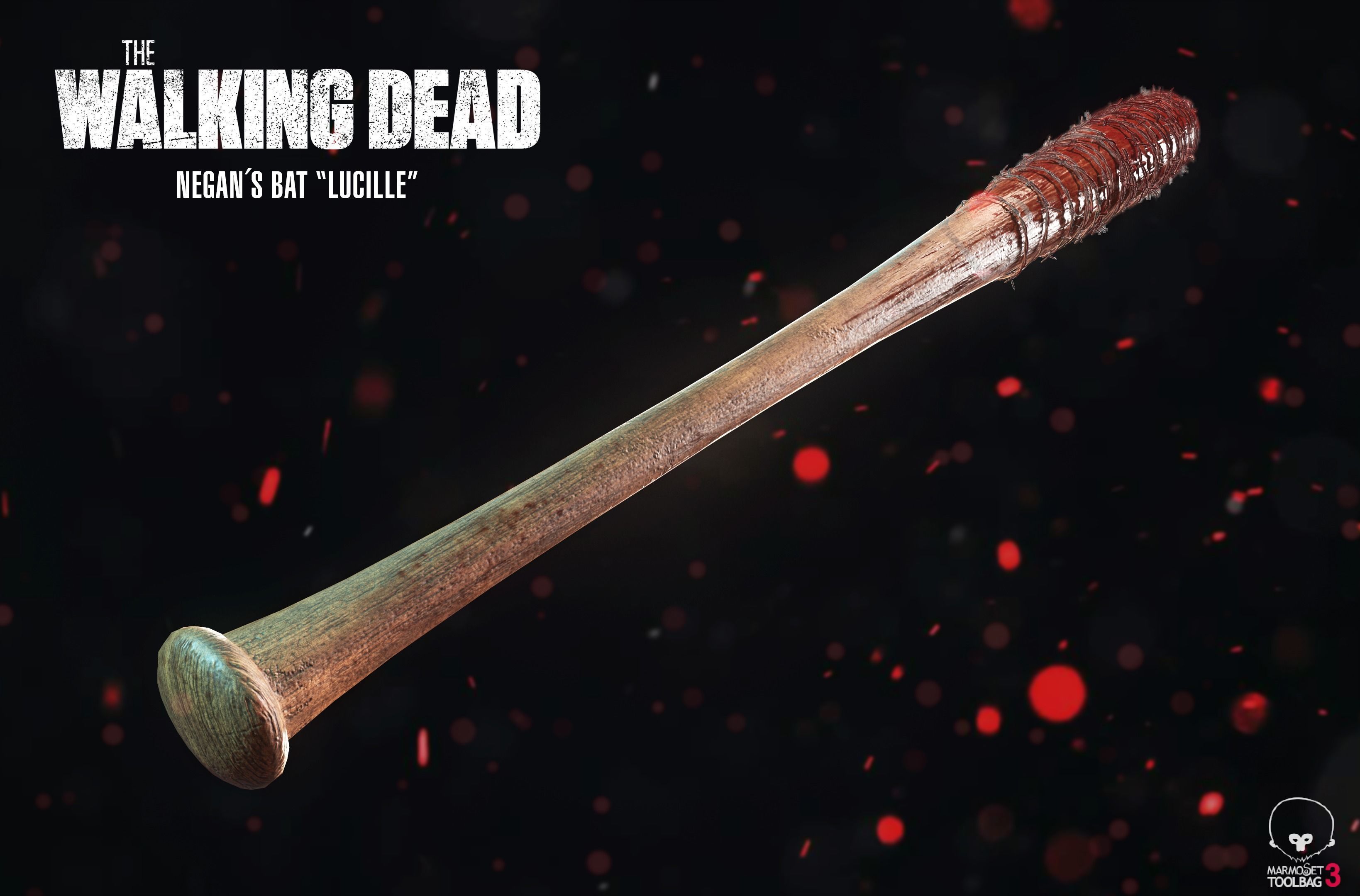 Negans Bat - Lucille - Game Ready PBR Low-poly 3D model_4