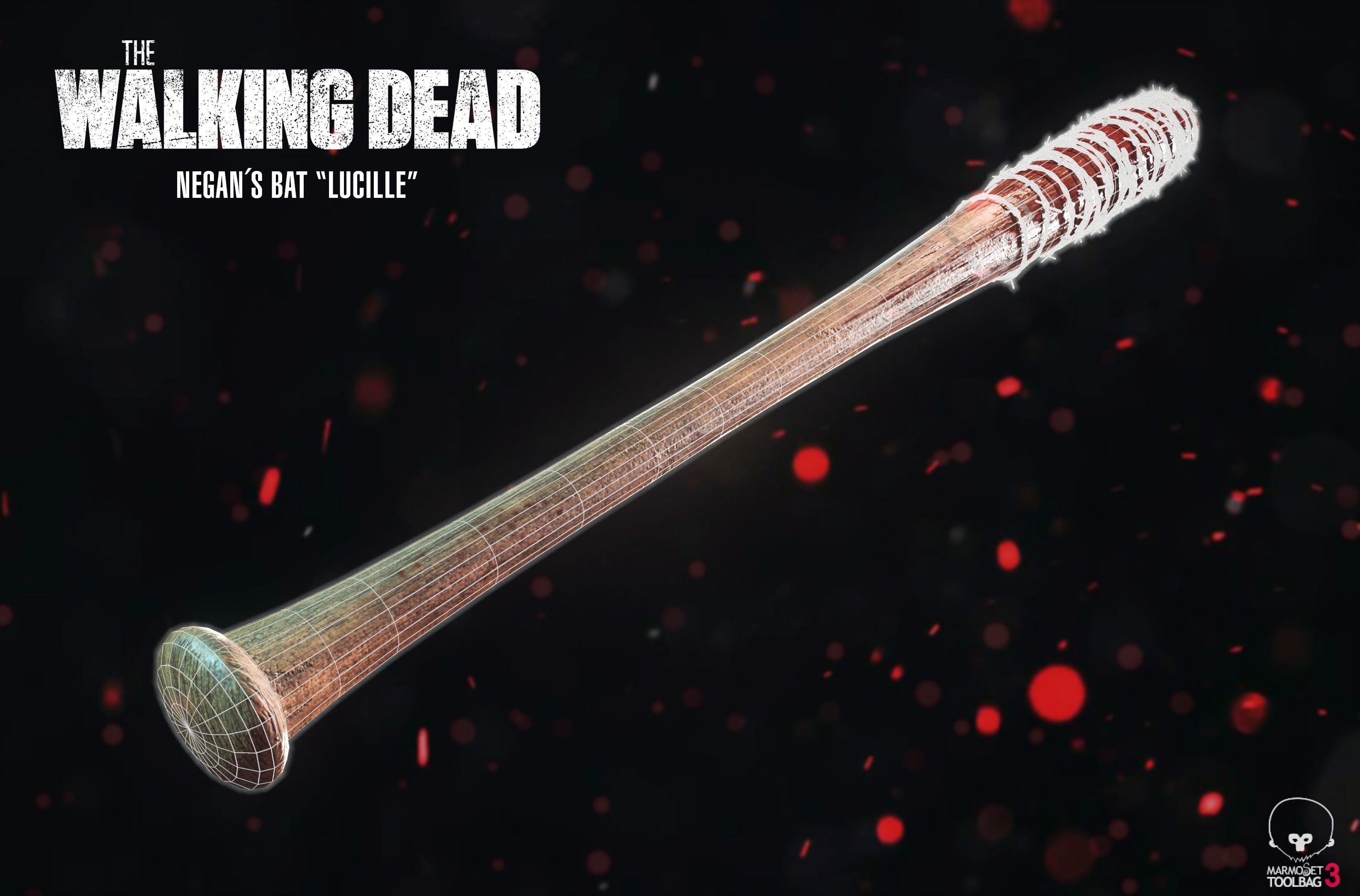 Negans Bat - Lucille - Game Ready PBR Low-poly 3D model_5