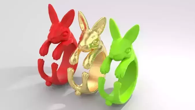 rabbit ring  Silver Gold  Print