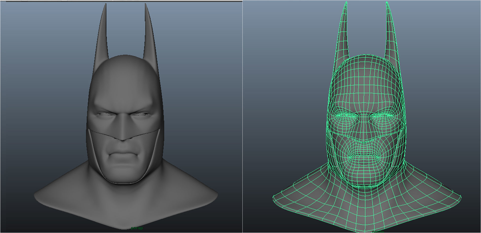 Batman bust Low-poly 3D model_3