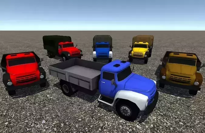 Industrial Small Truck Pack - III Low-poly 3D model