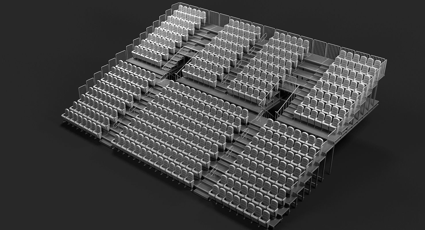 Theatre Raked Seating 3D model_2