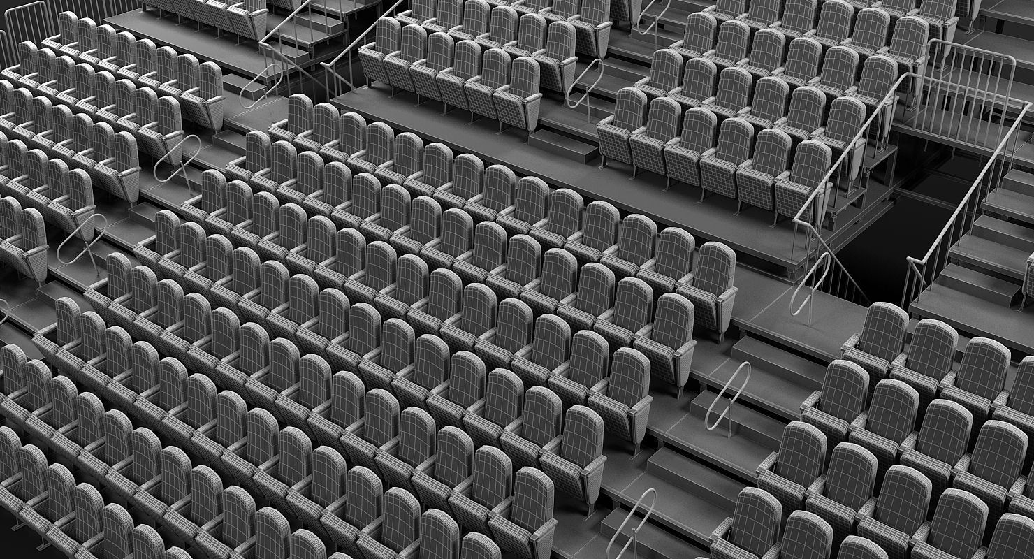Theatre Raked Seating 3D model_4