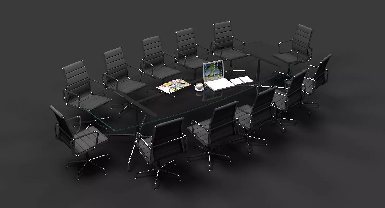 Eames Conference Table and chair Set 3D model
