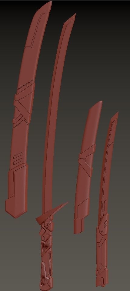 Genji swords Sentai skin 3D print model_1