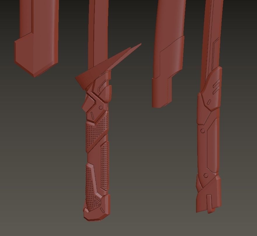 Genji swords Sentai skin 3D print model_4