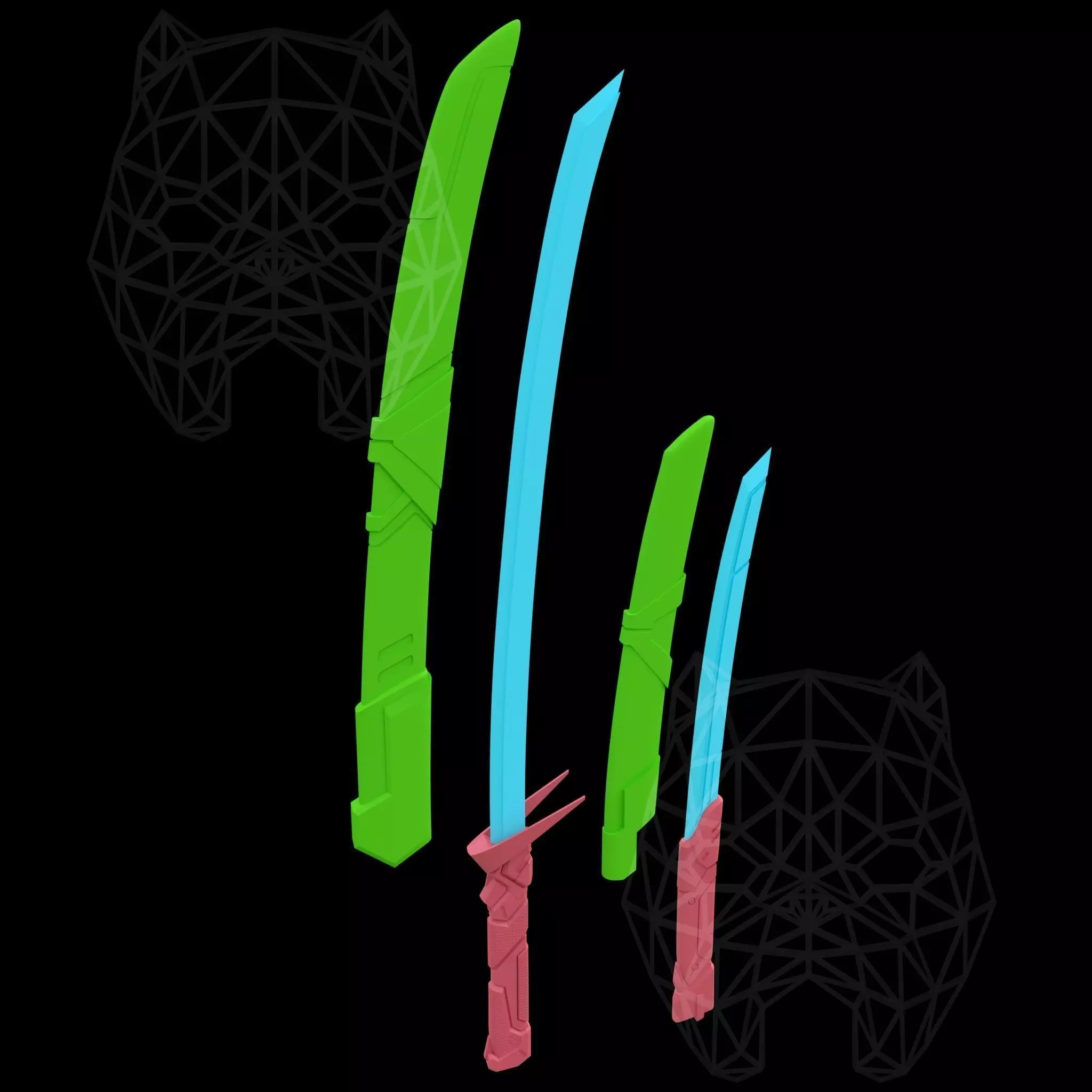 Genji swords Sentai skin 3D print model_0