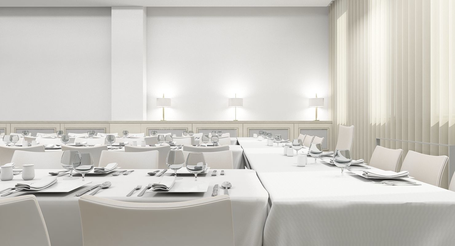 Classic Banquette Hall Interior 3D model_3