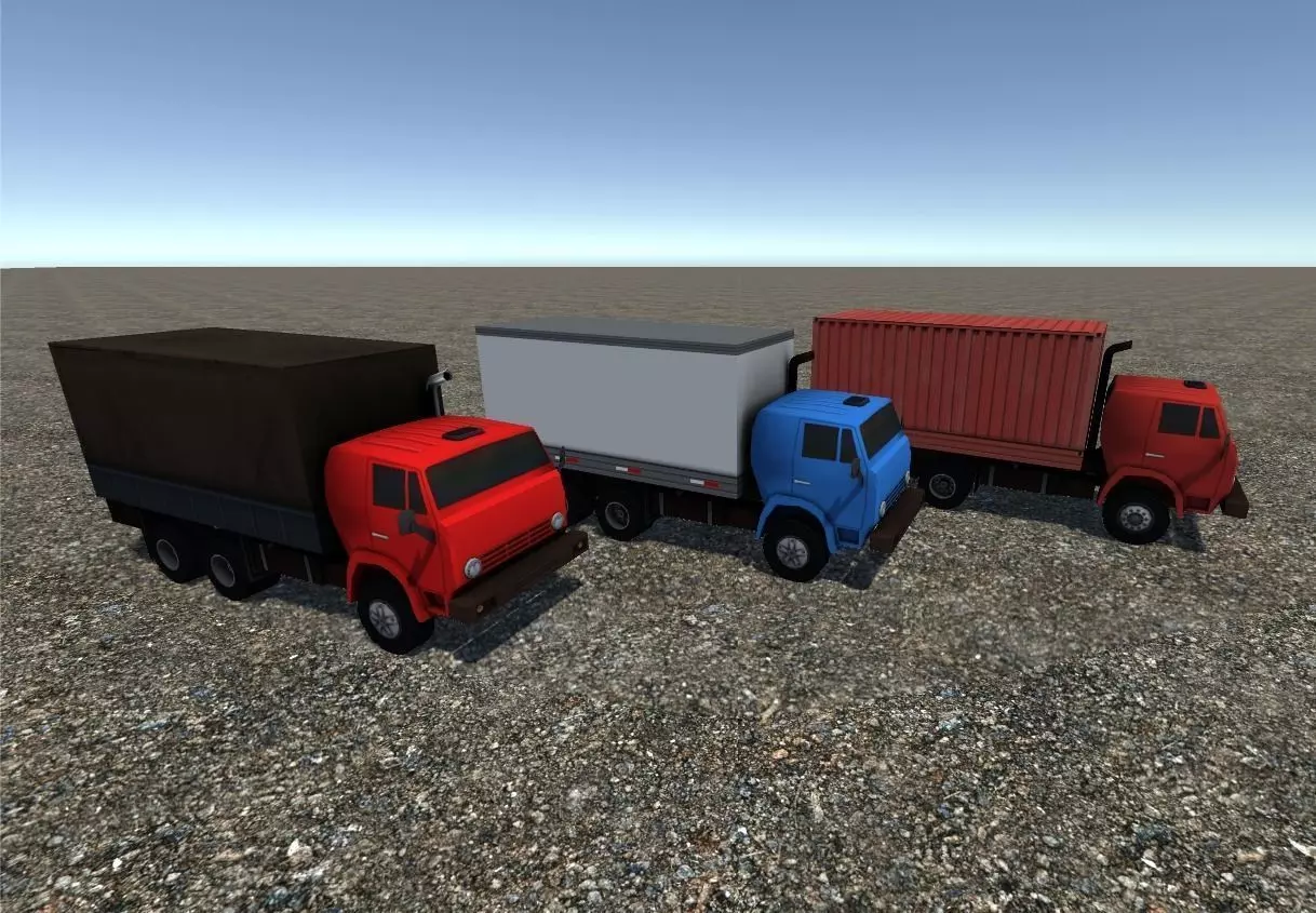 Industrial Small Truck Pack - VII Low-poly 3D model_0