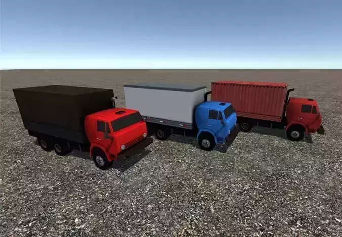 Industrial Small Truck Pack - VII Low-poly 3D model