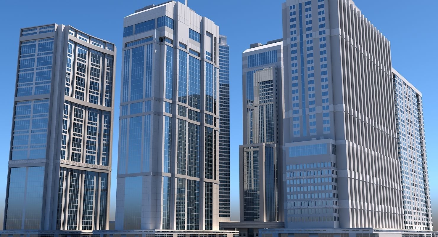 Modern City Skyscraper Kit 3D model_4