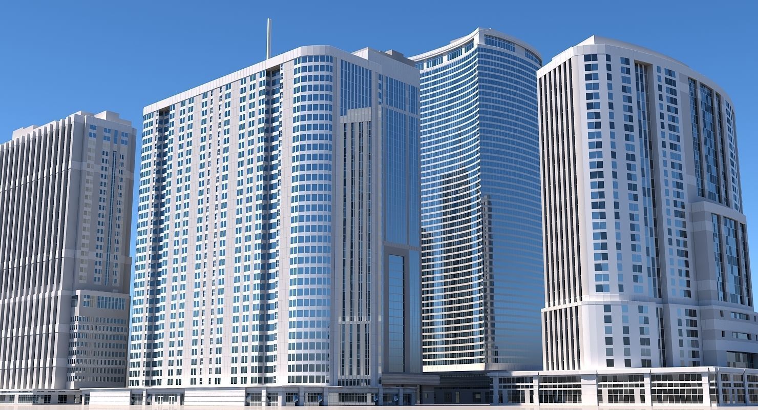 Modern City Skyscraper Kit 3D model_5