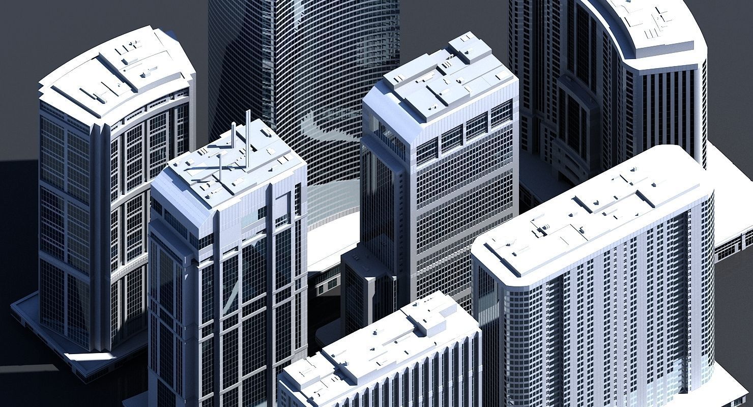 Modern City Skyscraper Kit 3D model_1