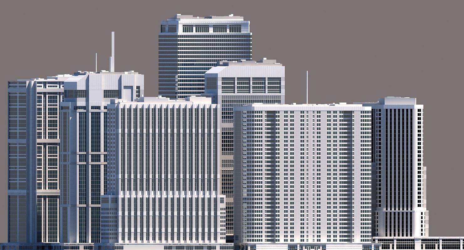 Modern City Skyscraper Kit 3D model_2