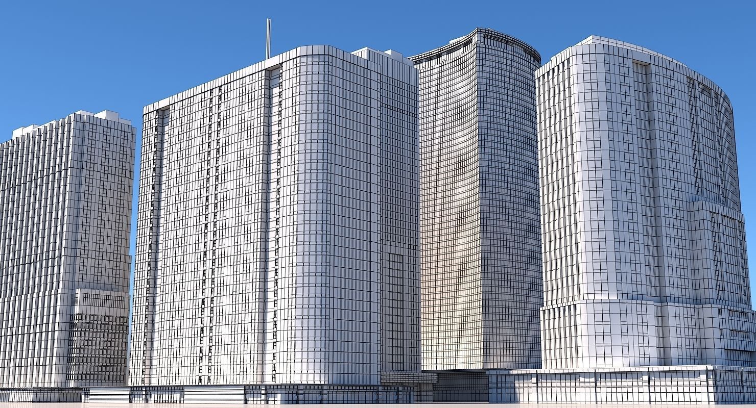 Modern City Skyscraper Kit 3D model_6