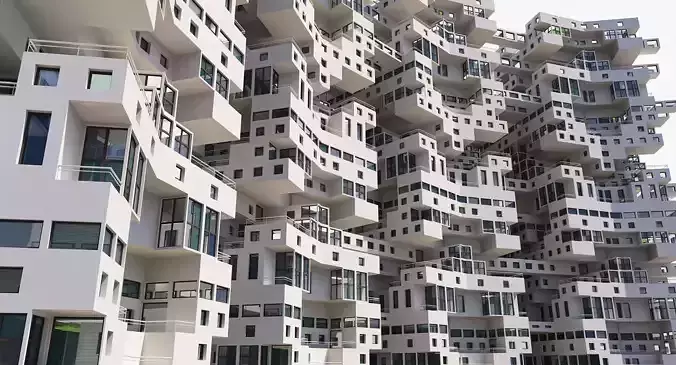 Complex Architectural Building Structure 3D model