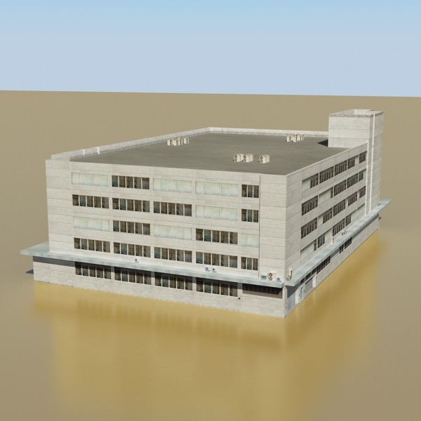 Photorealistic Low Poly Office Building 2 3D model_3