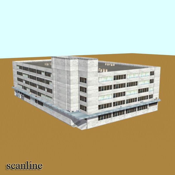 Photorealistic Low Poly Office Building 2 3D model_9