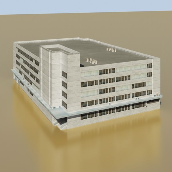 Photorealistic Low Poly Office Building 2 3D model_1