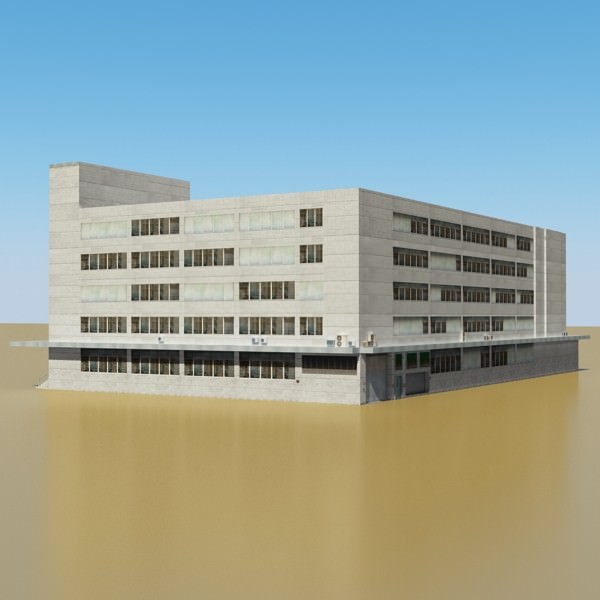 Photorealistic Low Poly Office Building 2 3D model_2