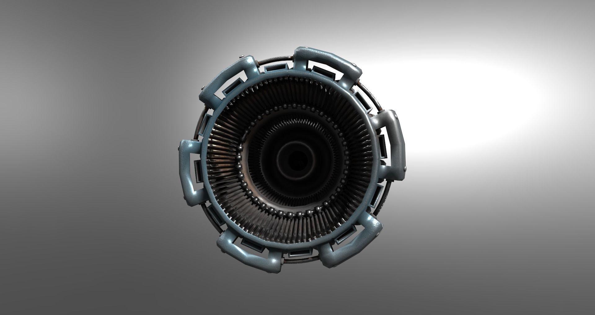 Low-poly old rocket engine Low-poly 3D model_1