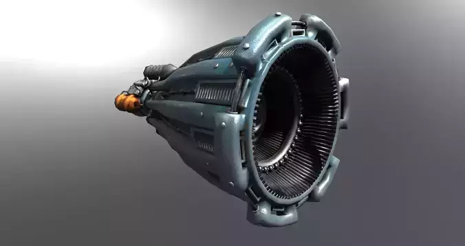 Low-poly old rocket engine Low-poly 3D model