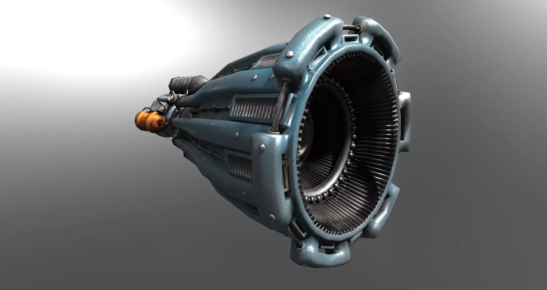 Low-poly old rocket engine Low-poly 3D model_0