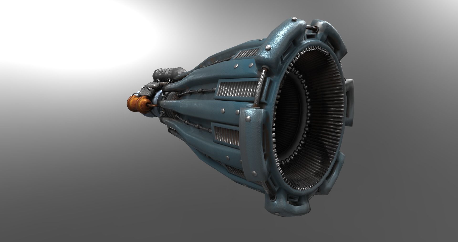 Low-poly old rocket engine Low-poly 3D model_5