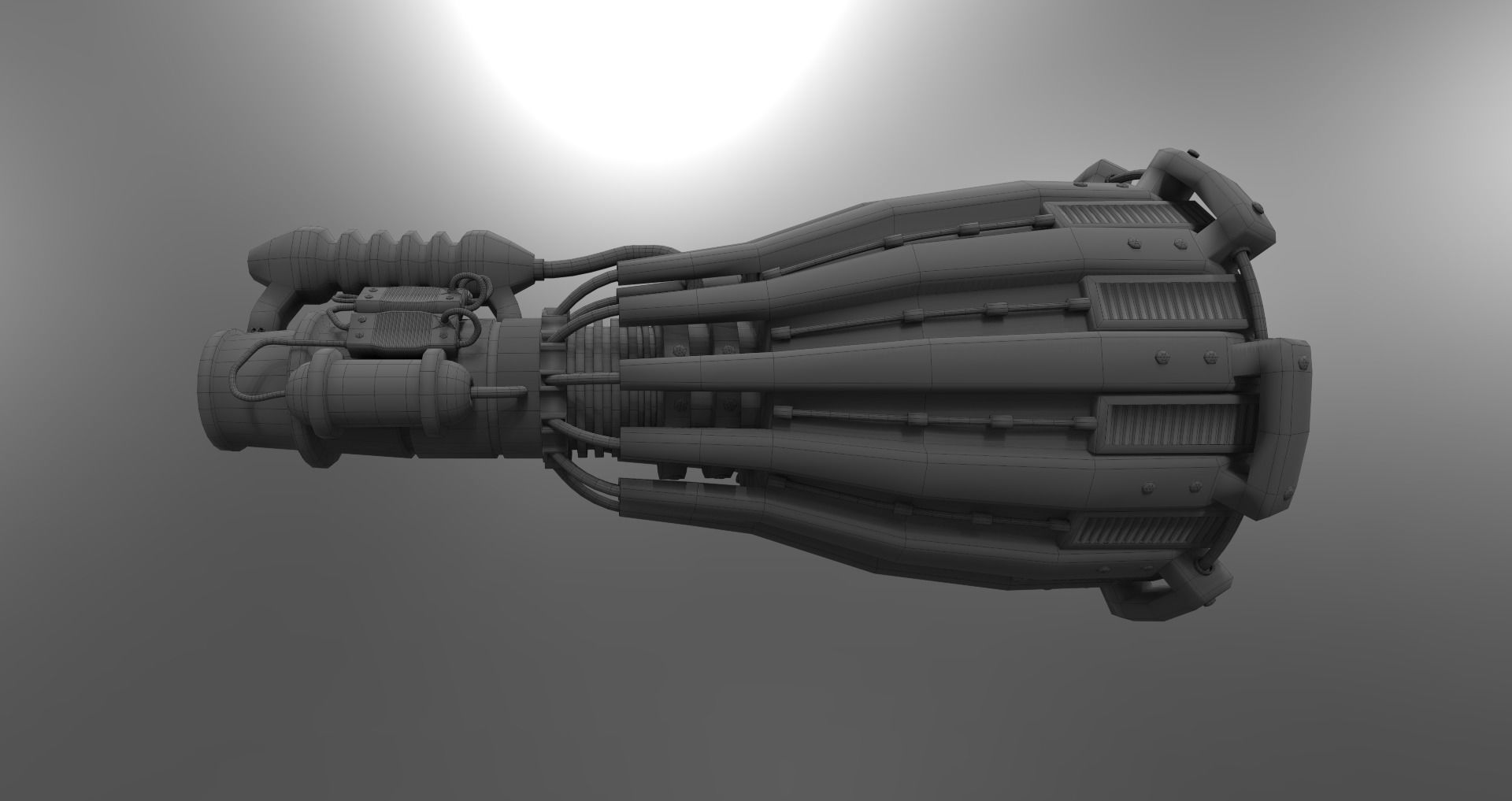 Low-poly old rocket engine Low-poly 3D model_8
