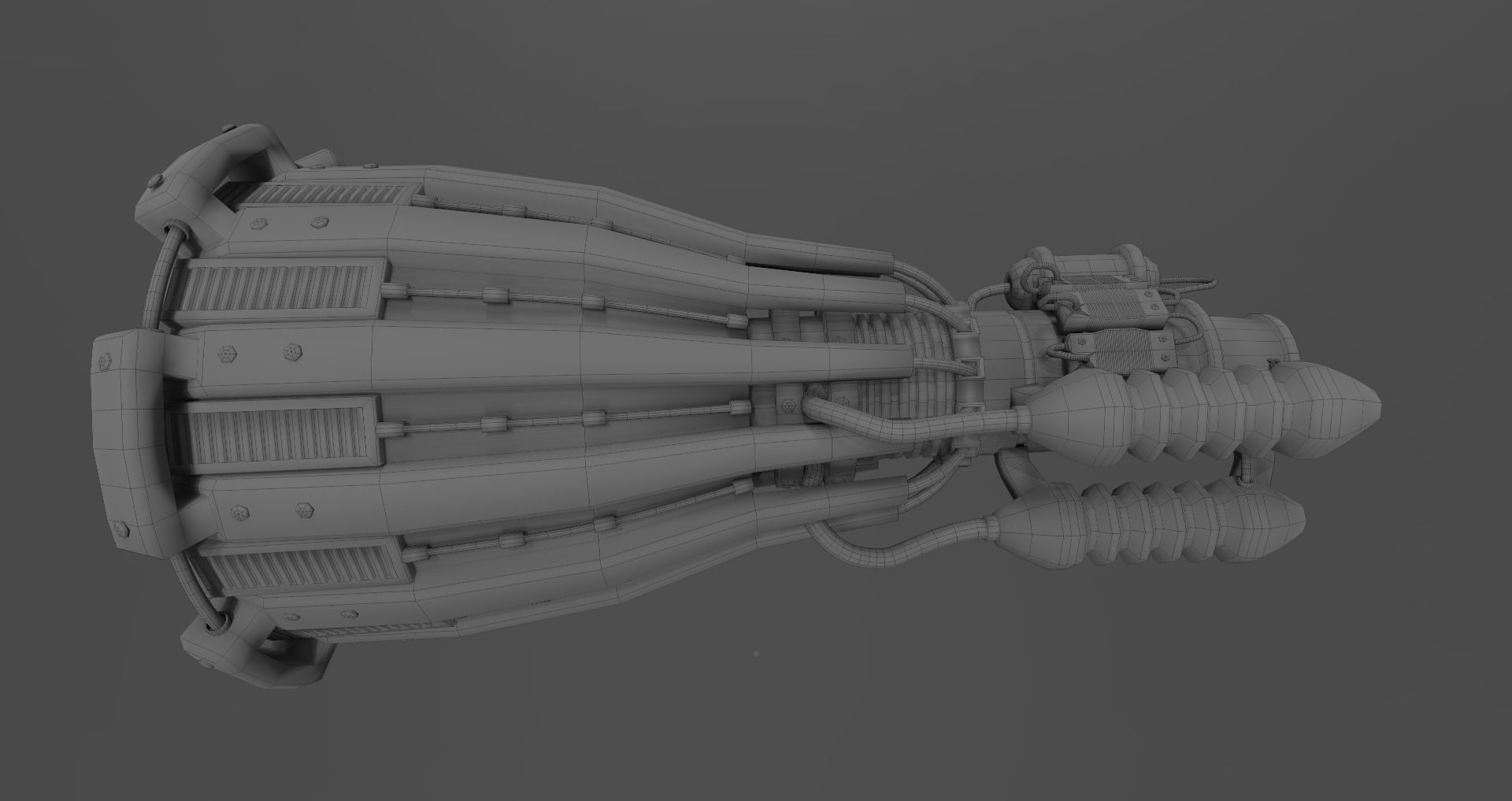 Low-poly old rocket engine Low-poly 3D model_7