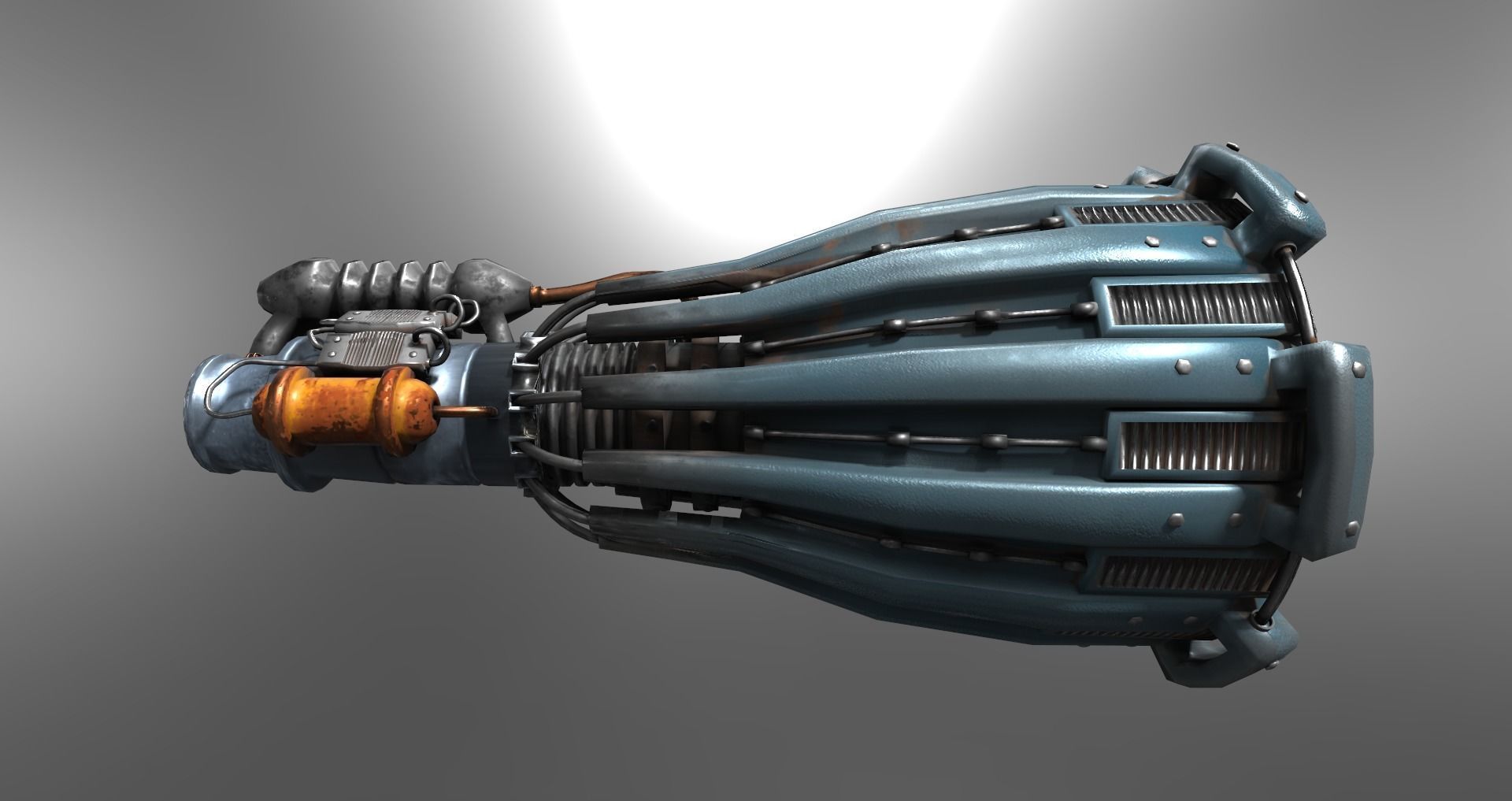 Low-poly old rocket engine Low-poly 3D model_9