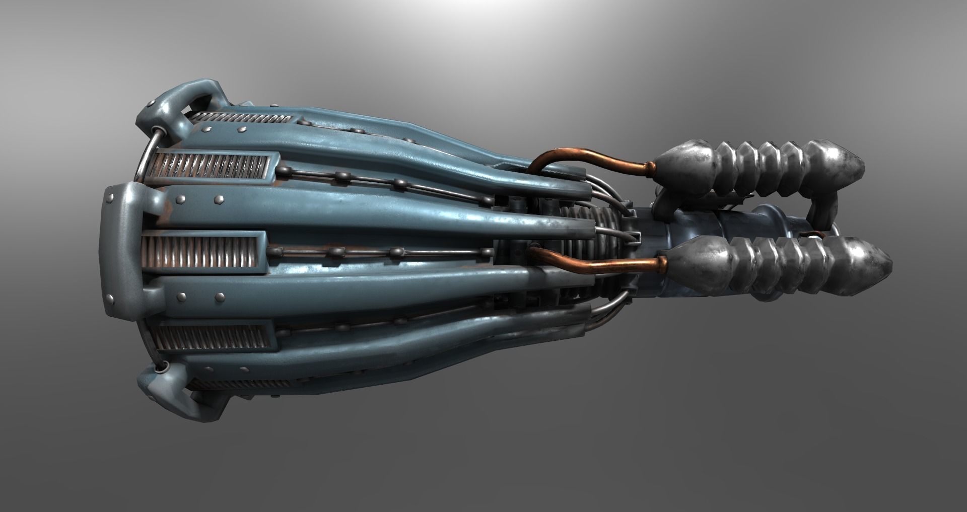 Low-poly old rocket engine Low-poly 3D model_4