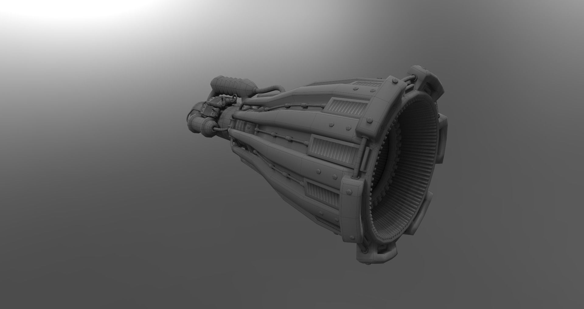 Low-poly old rocket engine Low-poly 3D model_6