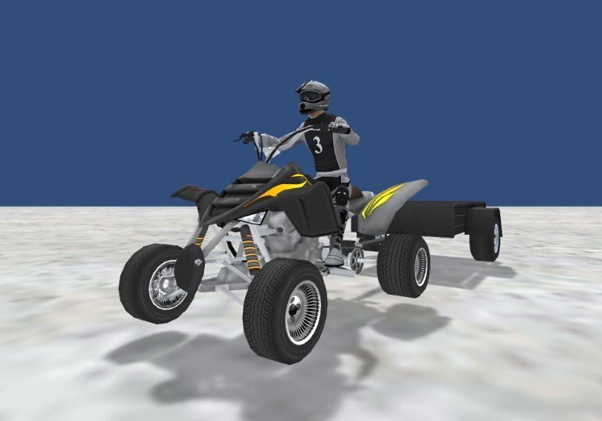 LowPolyQuadBikeWithTrailerandRider-3 person riding atv with t... Low-poly 3D model_2