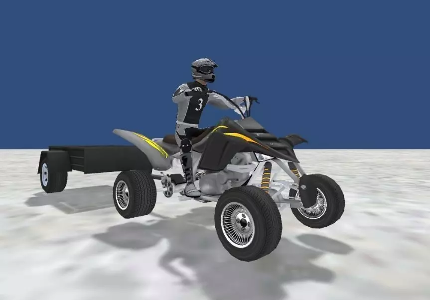 LowPolyQuadBikeWithTrailerandRider-3 person riding atv with t... Low-poly 3D model_0