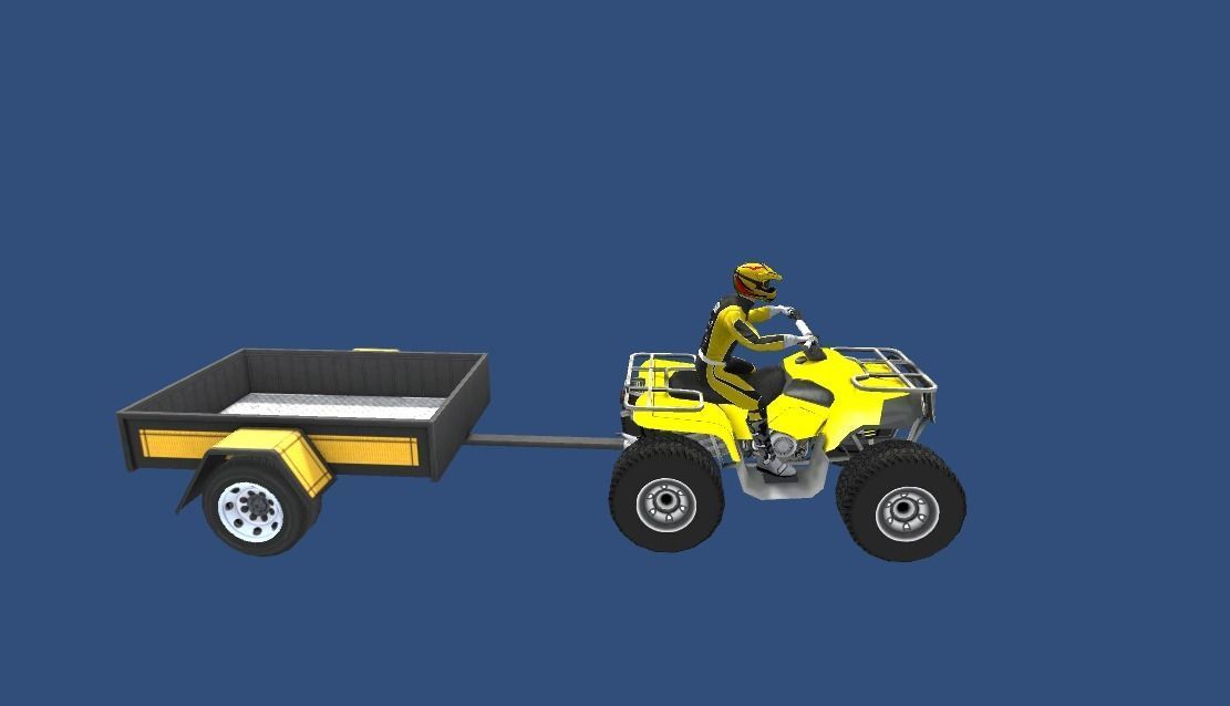 LowPolyQuadBikeWithTrailerandRider-5 atv with trailer Low-poly 3D model_2