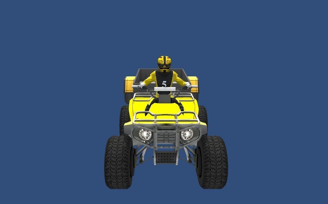 LowPolyQuadBikeWithTrailerandRider-5 atv with trailer Low-poly 3D model_3