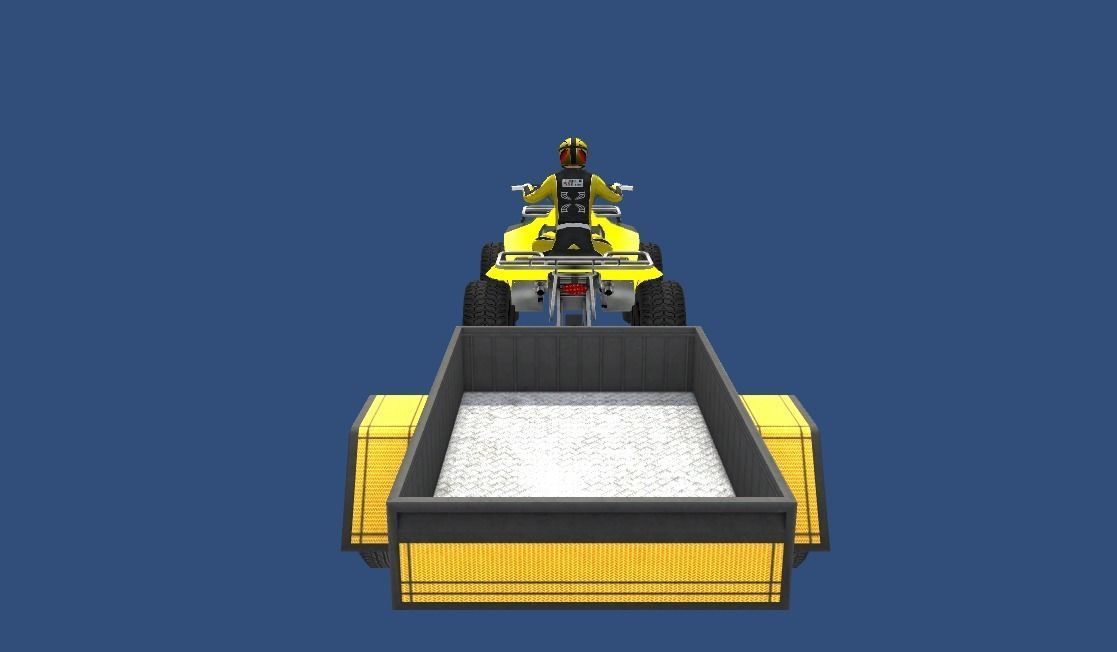 LowPolyQuadBikeWithTrailerandRider-5 atv with trailer Low-poly 3D model_4