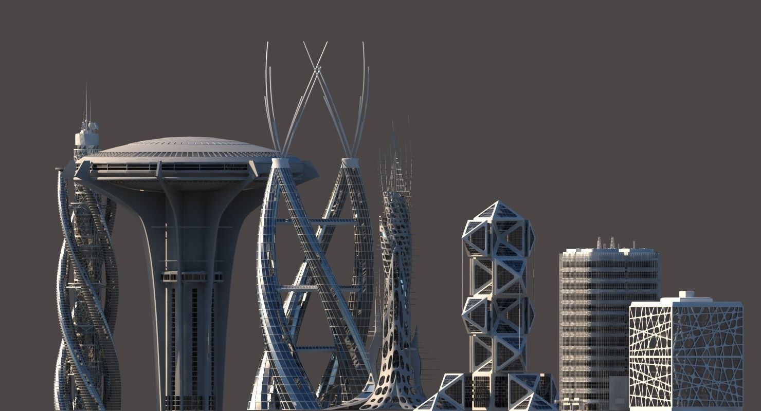 Futuristic Skyscrapers 3D model_4