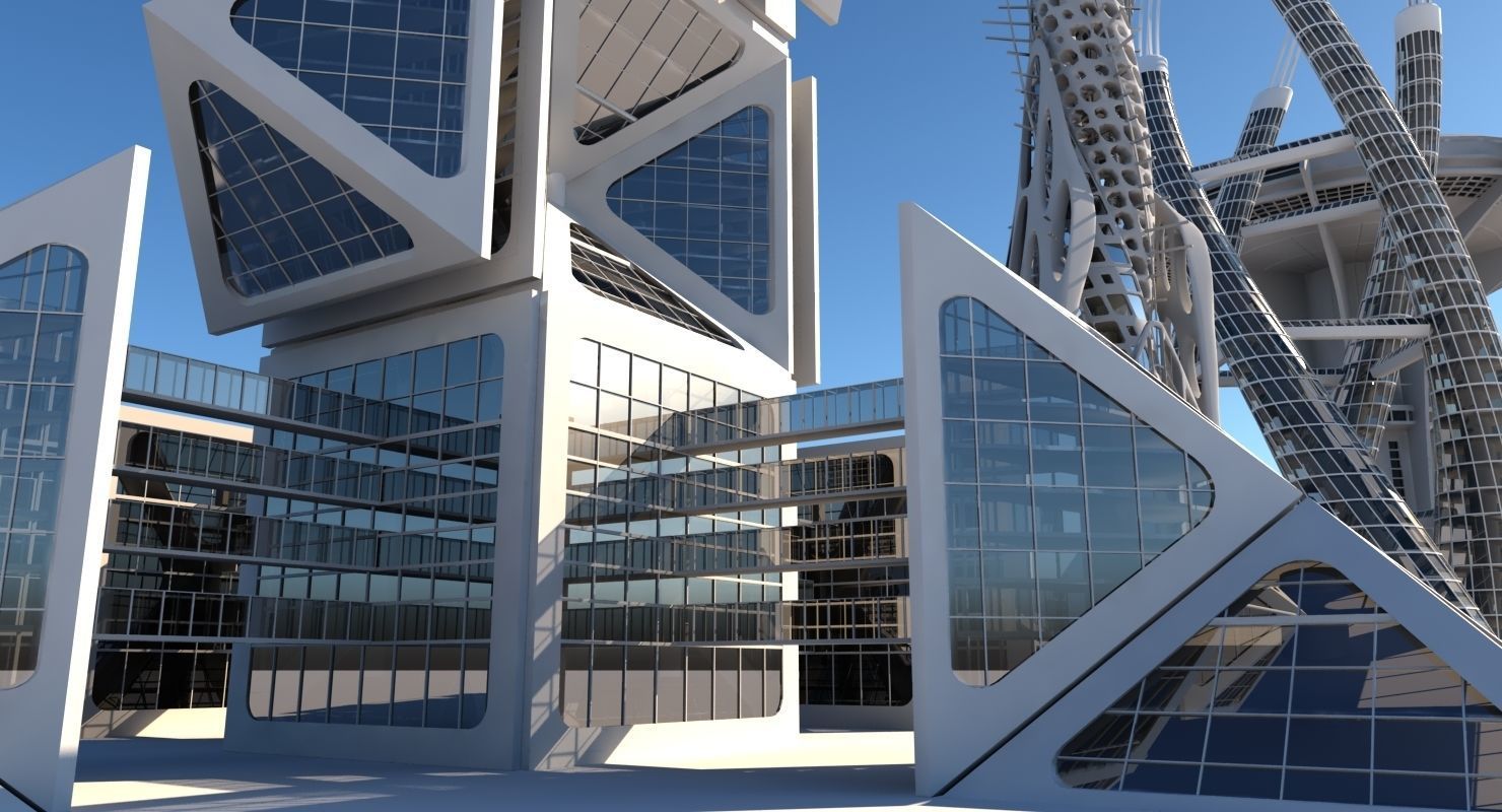 Futuristic Skyscrapers 3D model_2