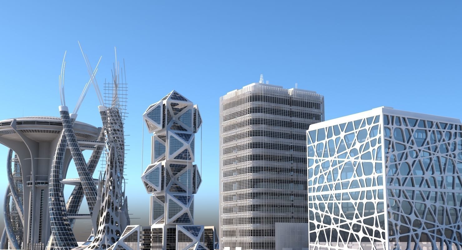 Futuristic Skyscrapers 3D model_7
