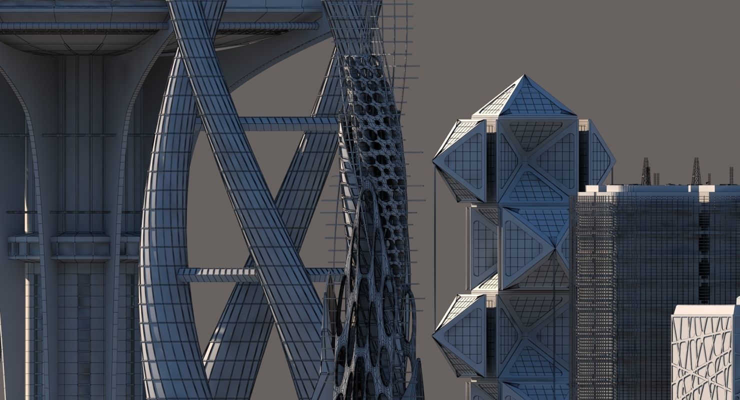 Futuristic Skyscrapers 3D model_5