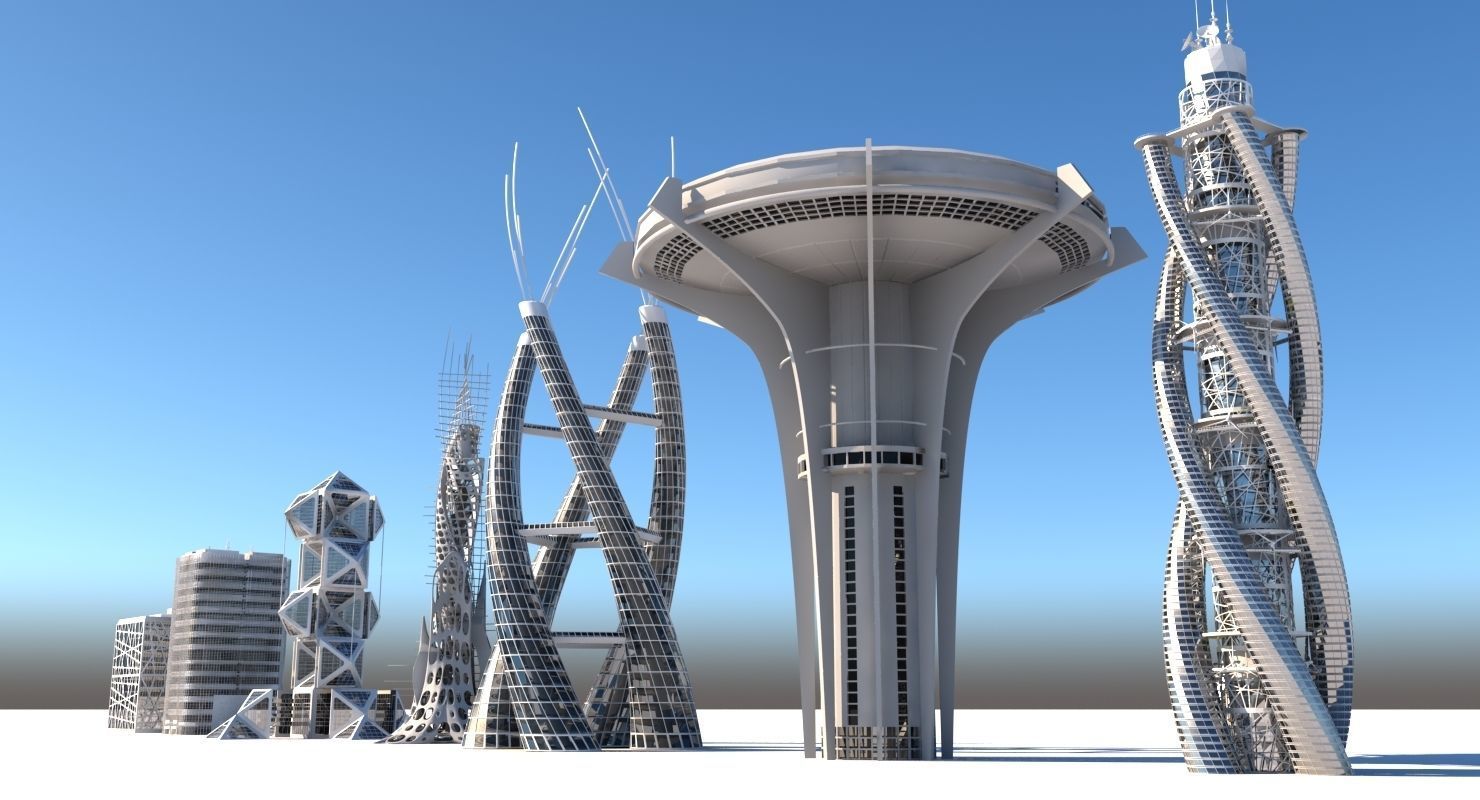 Futuristic Skyscrapers 3D model_8