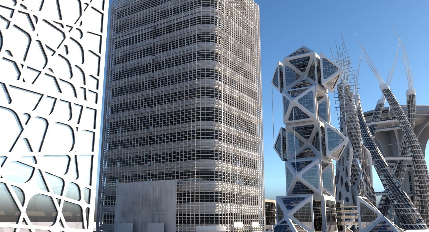 Futuristic Skyscrapers 3D model_3