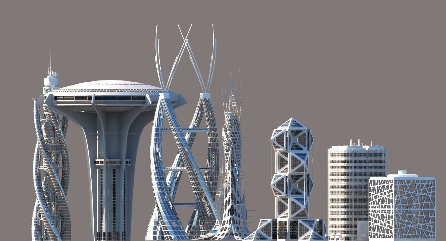 Futuristic Skyscrapers 3D model_1
