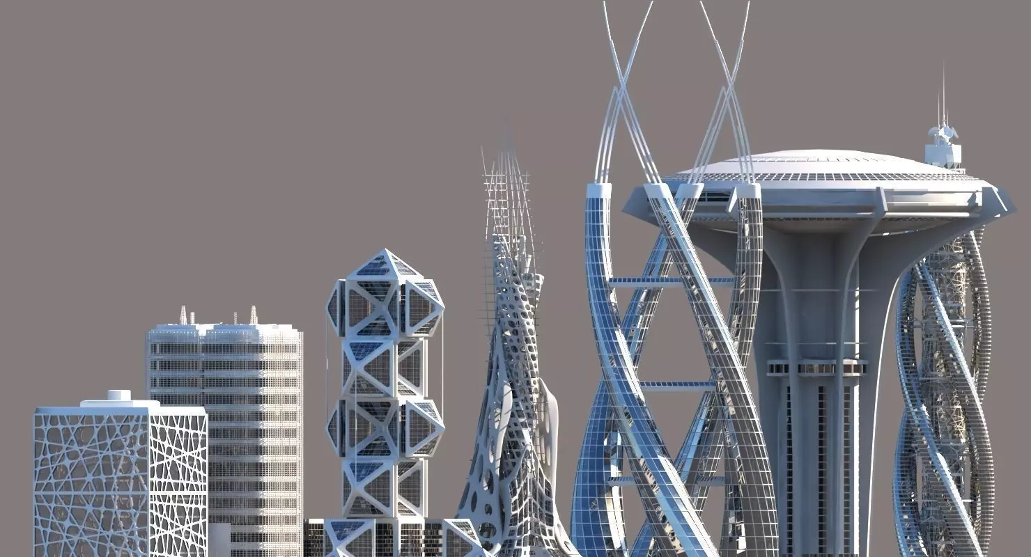 Futuristic Skyscrapers 3D model_0